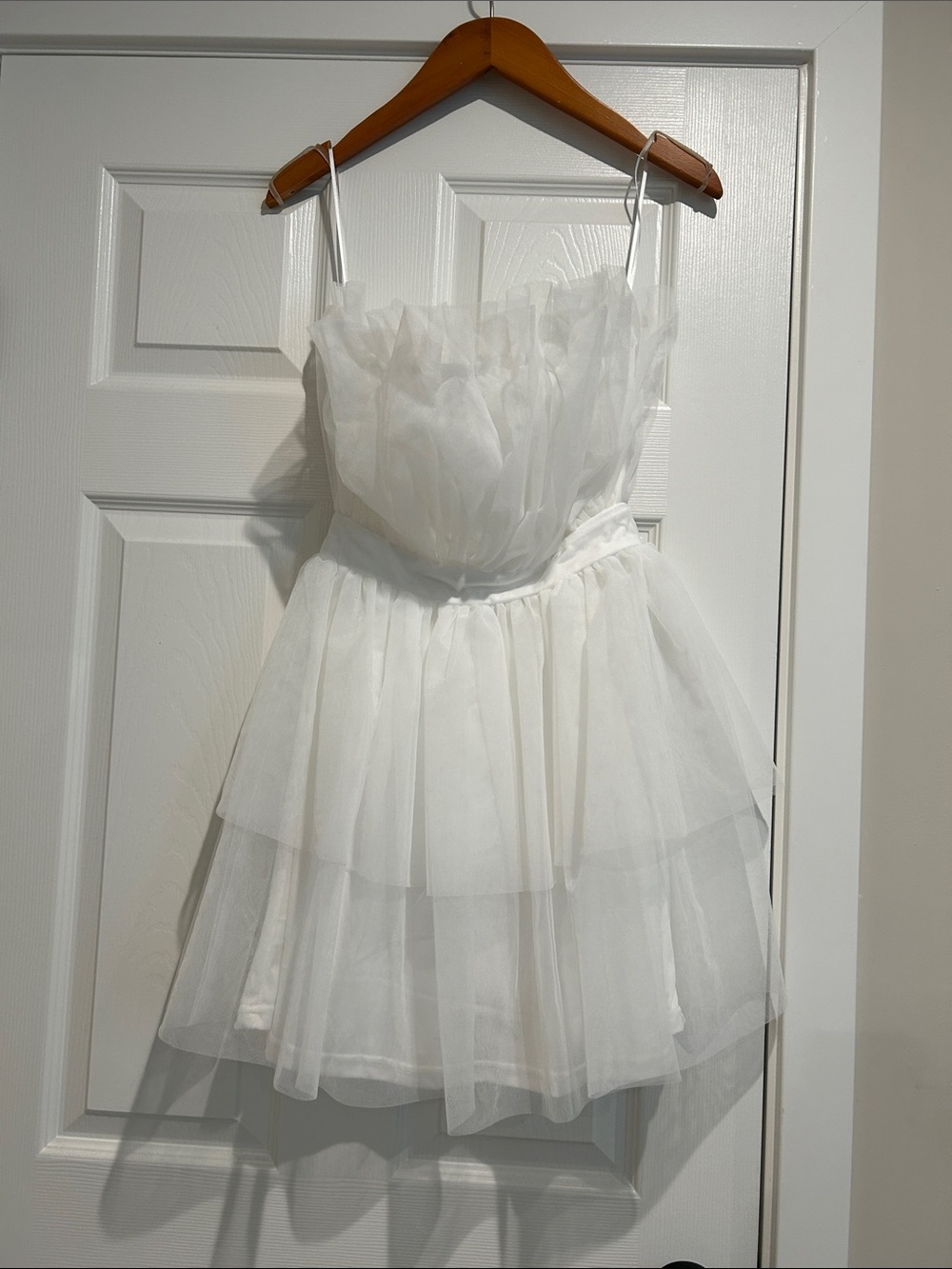 White Layered Tulle Party Dress